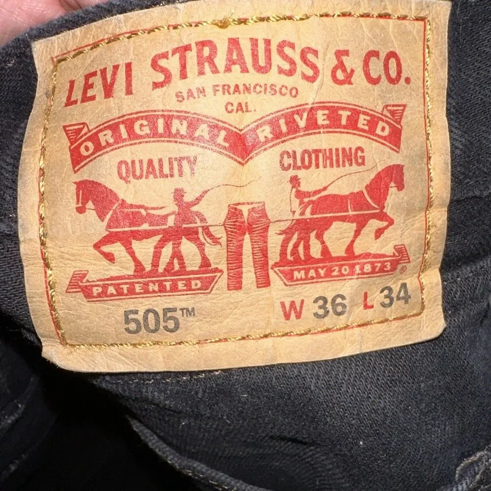 Levi's 505 Men's Regular Fit Jean, 34Wx32L -‎ Black Preowned